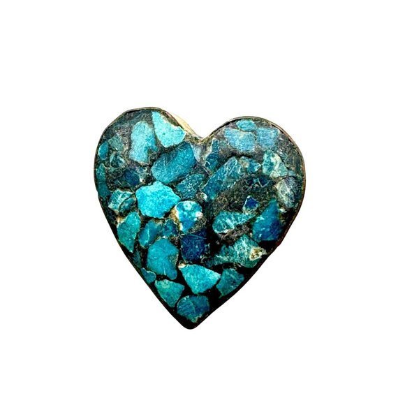 Mosaic Heart Shape Blue Brooch - Picture 1 of 3